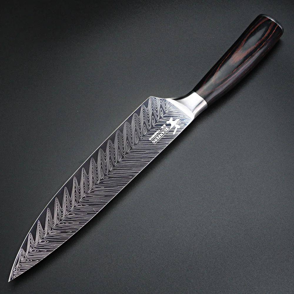 Сюань FENG (Лея фенг) Дамаск Ножи 7 дюймов японский шеф-повар лосось нарезки