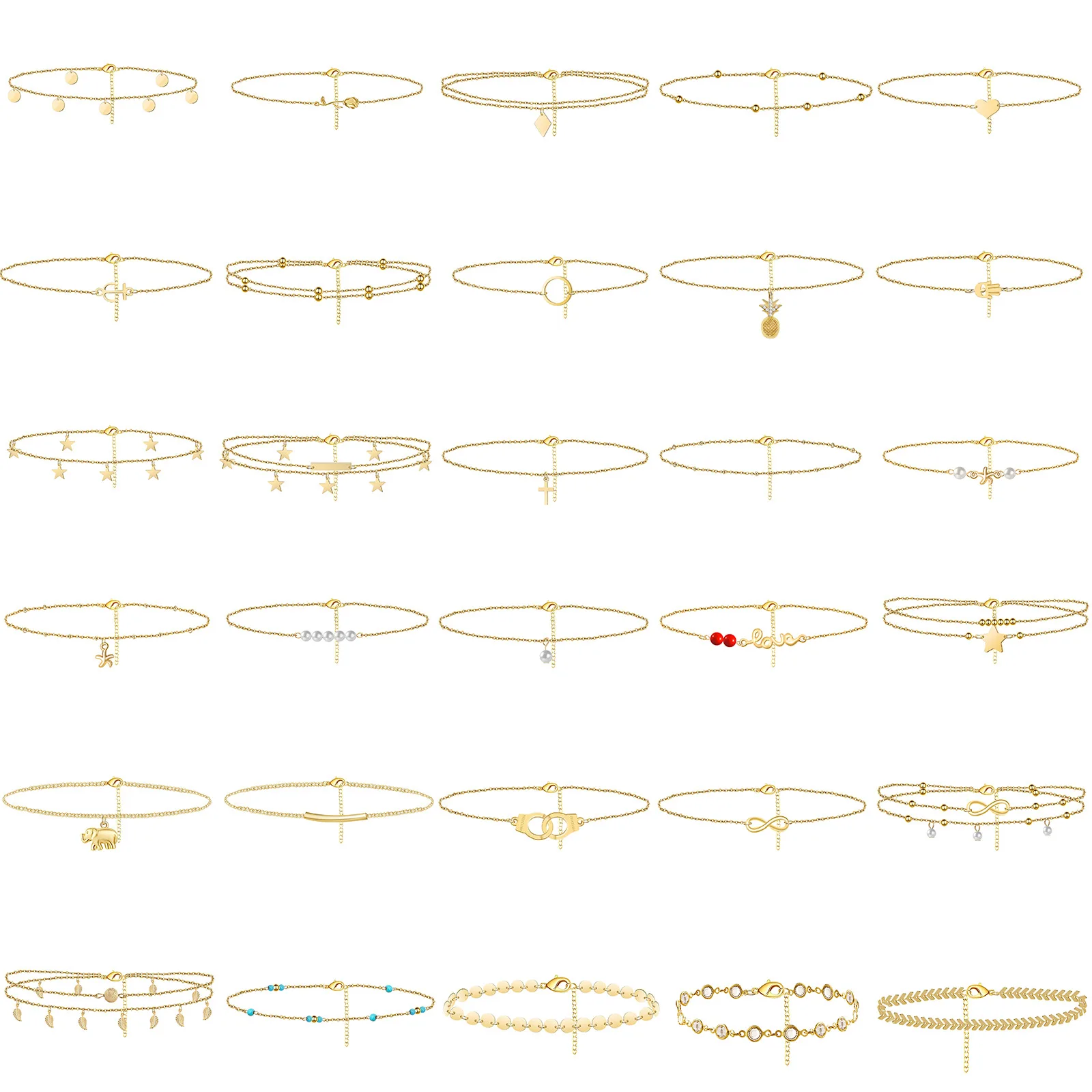 Браслет на ногу женский с сердечками украшение в виде искусственного слона