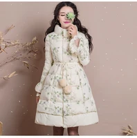 winter lace embroidery real raccoon collar fur coat female flowers was thin thicker warm down coats parkas f2334 dropship