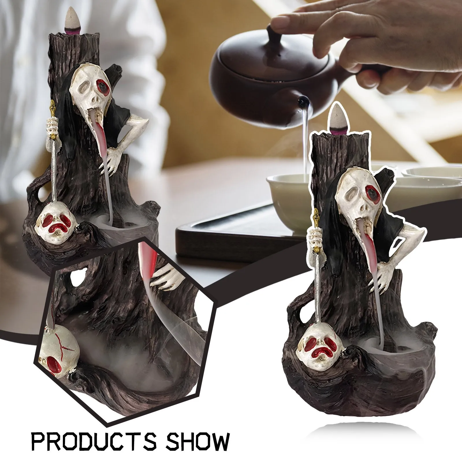 Курильница для благовоний с забавным рисунком черепа стильная горелка фонтан