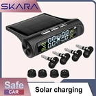 Автомобильная система контроля давления в шинах TPMS с солнечной зарядкой, HD цифровой ЖК-дисплей, автомобильная система сигнализации, беспроводная с 4 датчиками