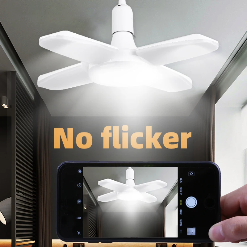 220 В светодиодный светильник E27 светодиодные лампы складные лопасти вентилятора