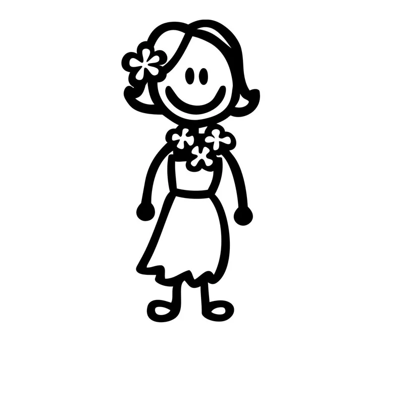 Наклейки для автомобиля в стиле моды с изображением гавайских стик-фигур, семейных мультяшных персонажей, мотоциклов, защитой от солнца и водонепроницаемым материалом из ПВХ размером 20 см * 15 см.