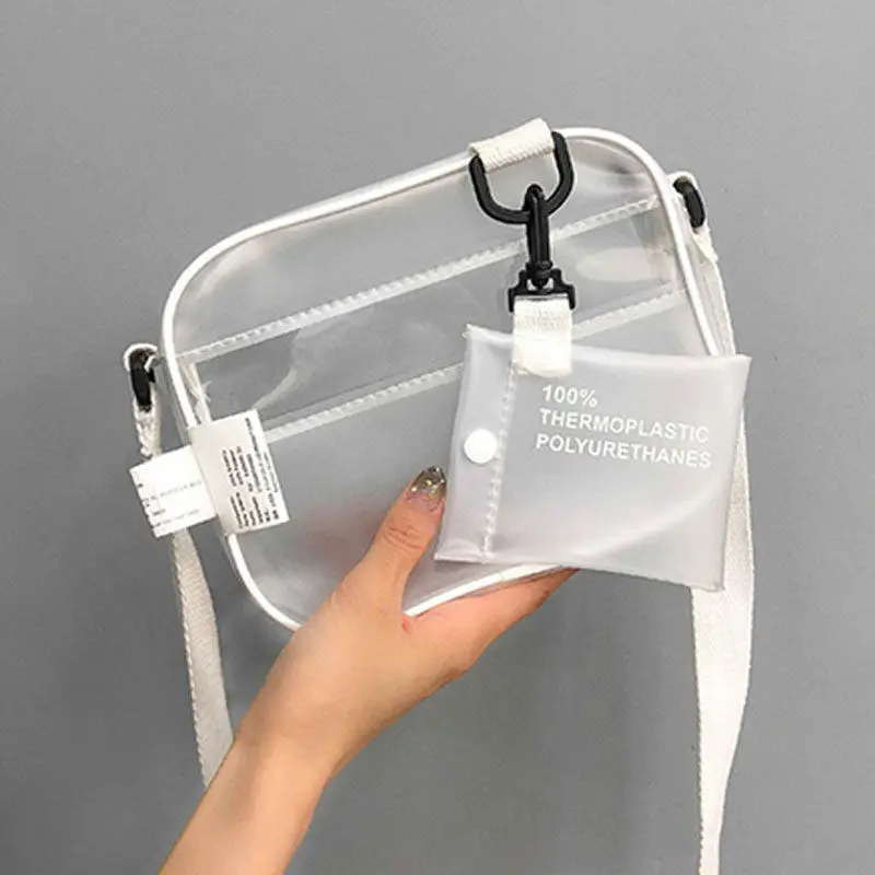 

New Women Transparent Bag Clear PVC Jelly Chain Bag Tote Crossbody Shoulder Bags
