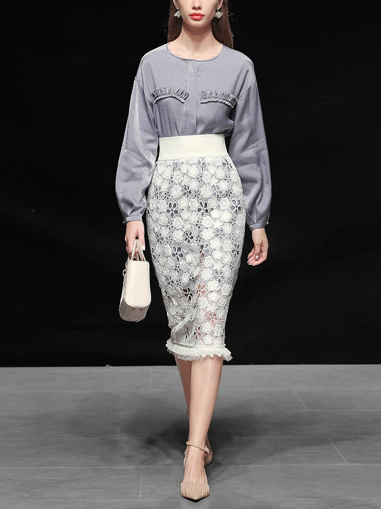 Элегантный женский комплект из двух предметов новая модная Повседневная Блузка