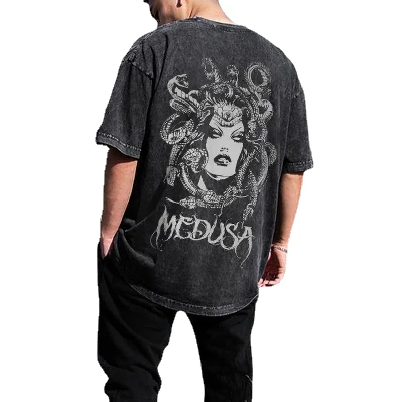 

ICCLEK New Men's Round Neck Printing Short-sleeved T-shirt for Men Hunter X Hunter Gothic Graphic T Shirts Oversized T Shirt