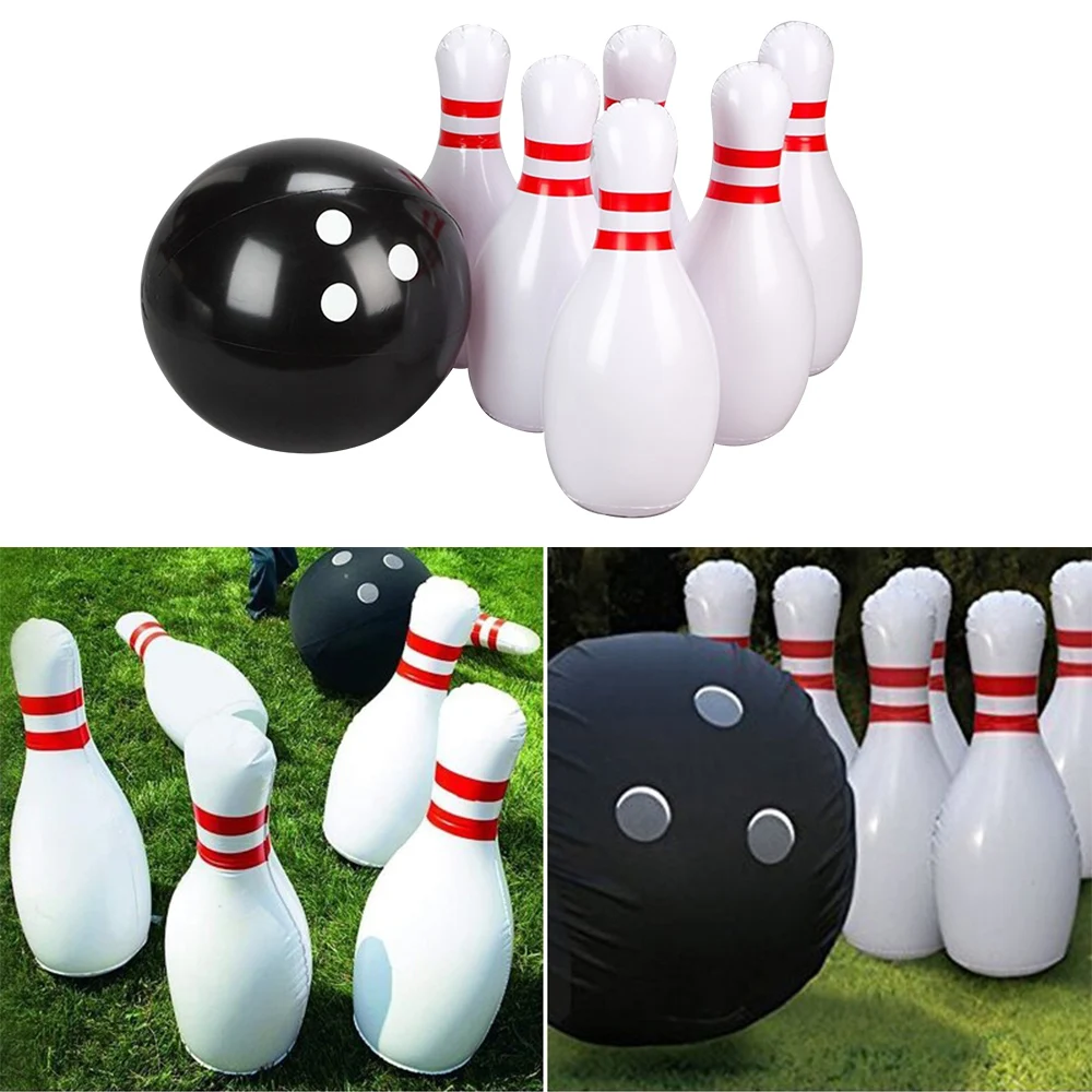 2021 New Novelty Place Giant Inflatable Bowling Set for Kids Outdoor Lawn Yard Game Ball 24 inch tall pins 16 inch wide ball