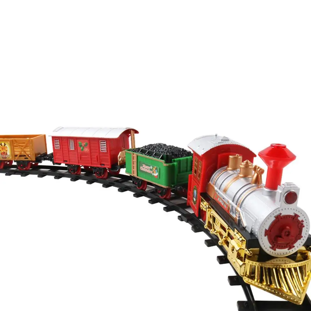 

Christmas Train Set Electric Train Toy Model Assemble Railway Tracks Toys With Sound Light Kids New Year Xmas Birthday Gift