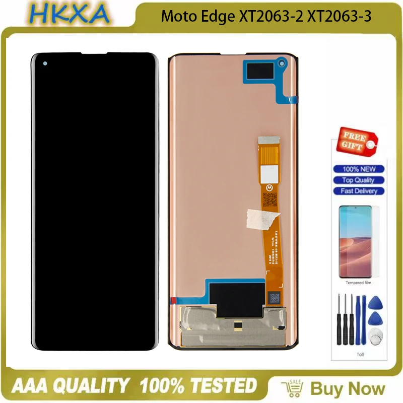 Original para Moto EdgeXT2063-2 XT2063-3 versi&oacute;n terminada pantalla digitalizador Asamblea BlackTouch Pantalla de reemplazo de piezas y herramientas-0