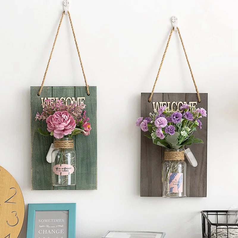 Настенная ваза с серыми и зелеными буквами подвесная Маленькая подвеска для