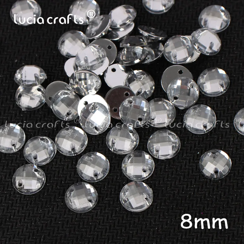 Clear 8mm 50pcs Lucia crafts 4/6/8/10/12 мм прозрачный Акрил Пришивные круглые плоские с оборота Стразы аксессуар Швейное Ремесло «сделай сам» Материалы D1207 - Цвет: Clear 8mm 50pcs