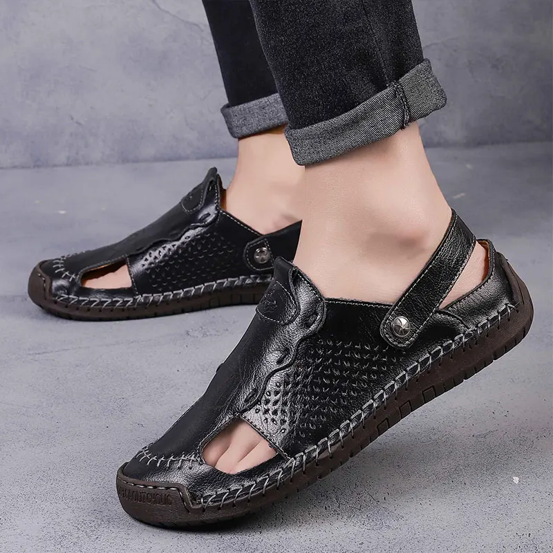 

male samool summer mens in sandles sandalias sandales luxury s para genuine sandal 39 masculina slip walking hombre slippers on