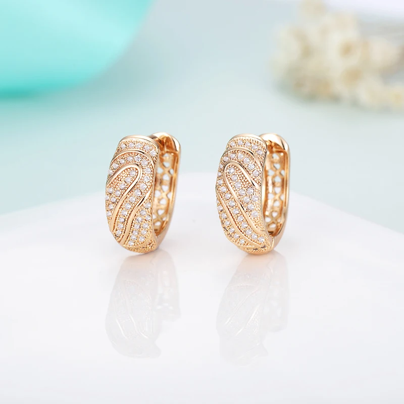 Креативный дизайн CZ широкий обруч серьги с фианитом золотые маленькие круглые