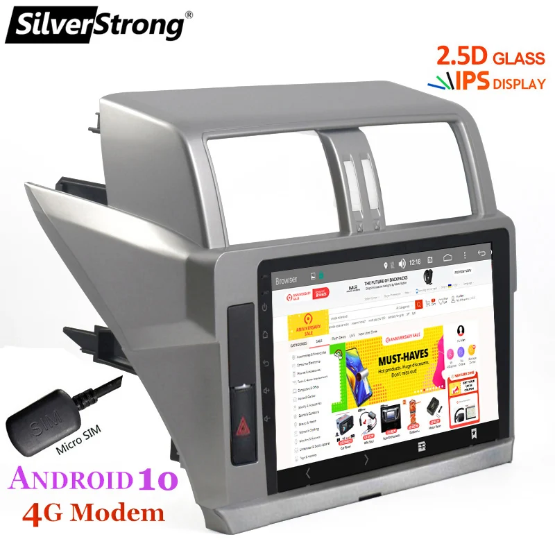 SilverStrong IPS 10 дюймов Android10.0 4G модем Автомобильный GPS для Toyota Prado 150 LC150 2014 2015 2016 2017 Android