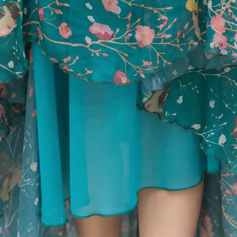 

Plus Size Long Sleeve Bohemia Floral Beach Maxi Dress Summer Casual Loose Dresses Lightweight Sexy Chiffon Bridesmaid Sundress