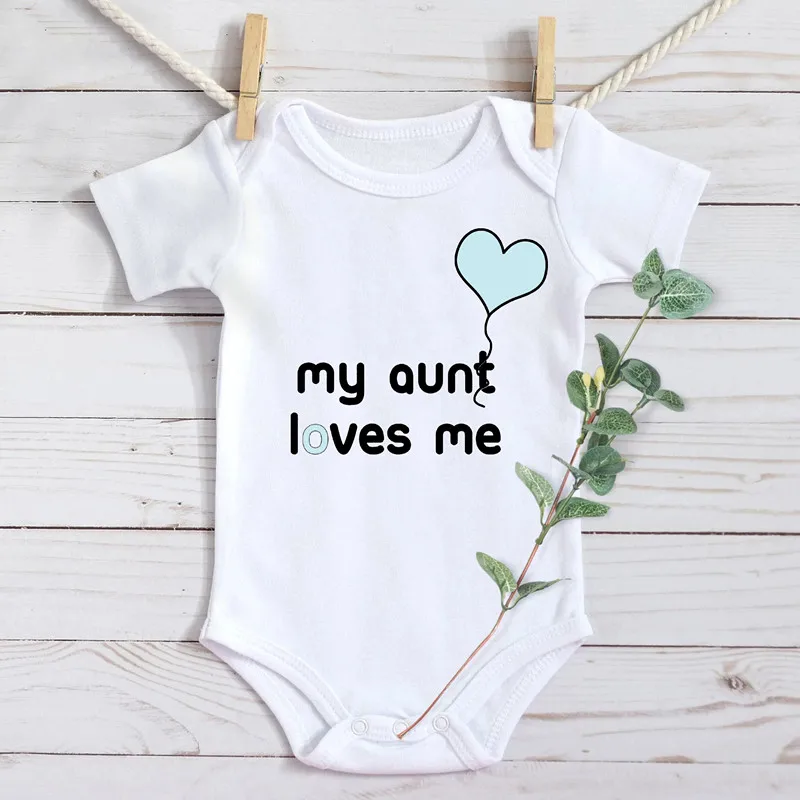 

2022 New My Aunt Loves Me Baby Bodysuit Toddler Baby Rompers Summer Short Sleeve Cotton Nowborn Jumpsuit