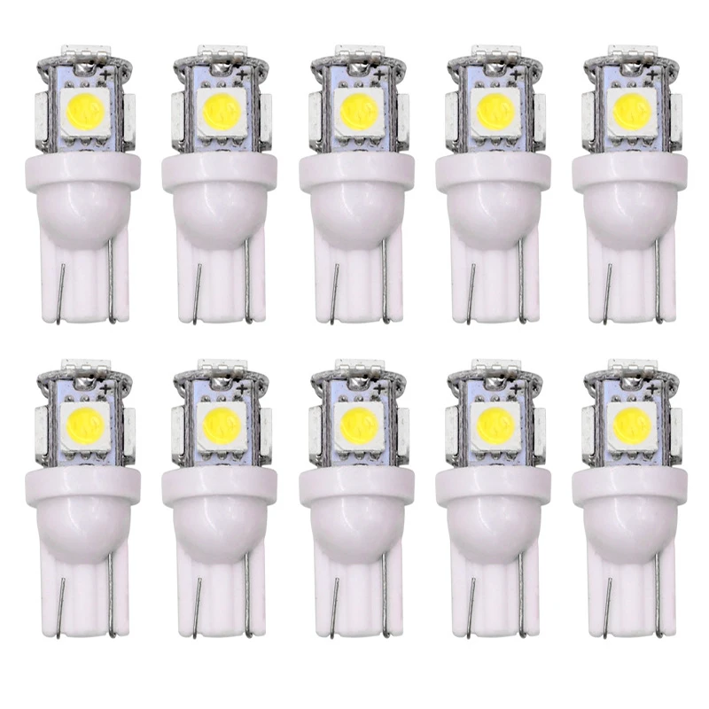 

Wholesale 100pcs Promotion T10 5050 5SMD Car signal LED Light 194 168 192 W5W 12v Auto Wedge Lighting DC 12V lamp white red blue