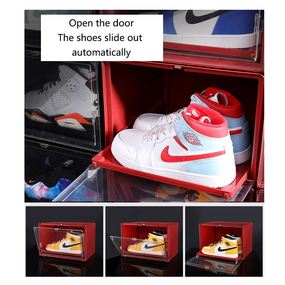 Раздвижная пластиковая Обувная коробка для кроссовок Штабелируемый