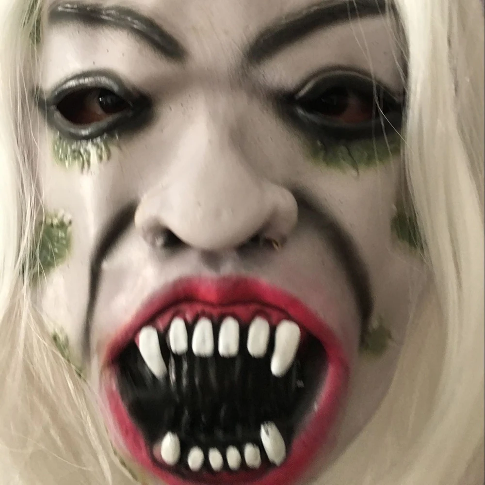 Латексная гримаса белая маска для Хэллоуина полное лицо ужас призрак вечерние