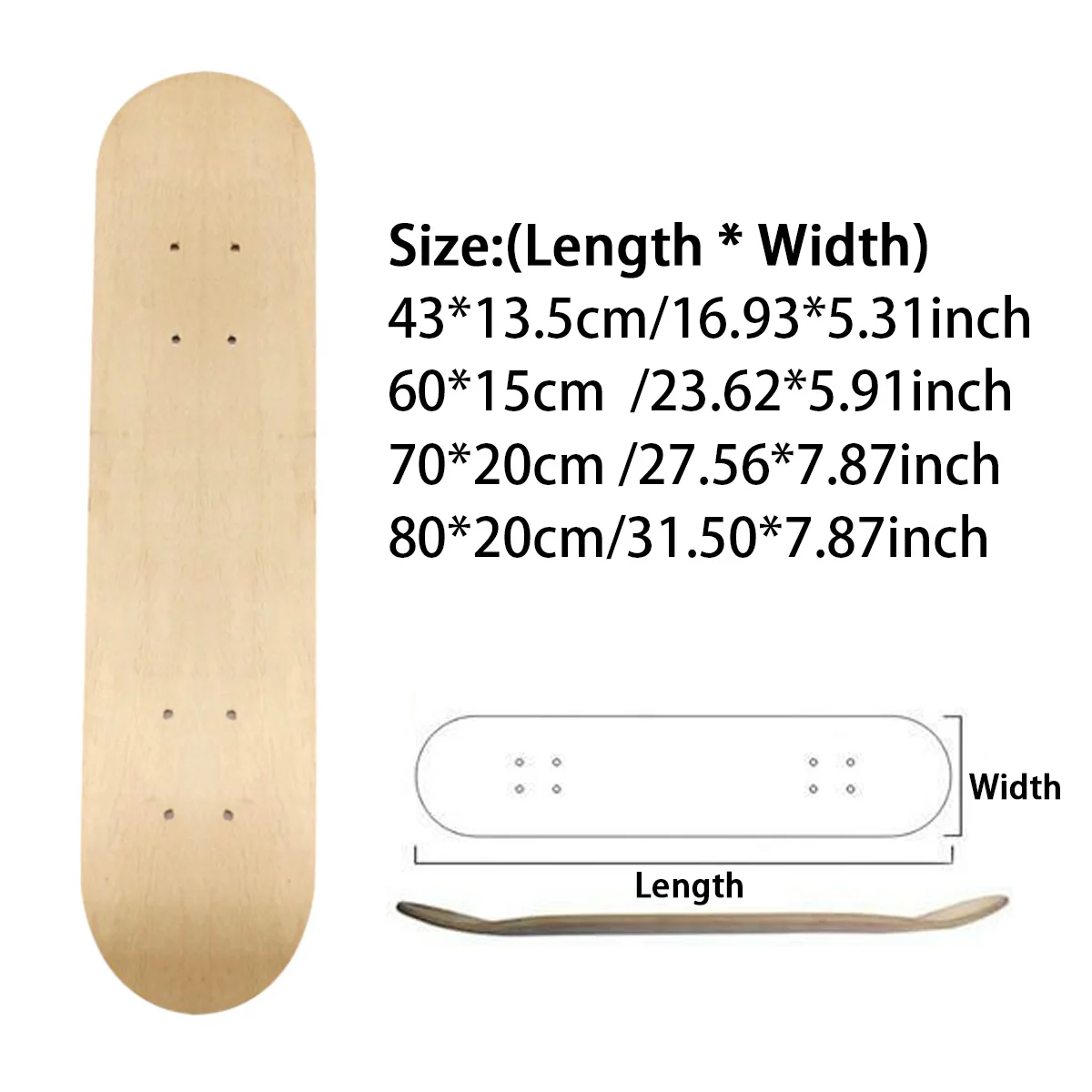 

8inch 8-Layer Maple DIY Blank skateboard Double Concave Natural Skate Deck Board Skateboards Deck Wood Maple Longboard 6 Types