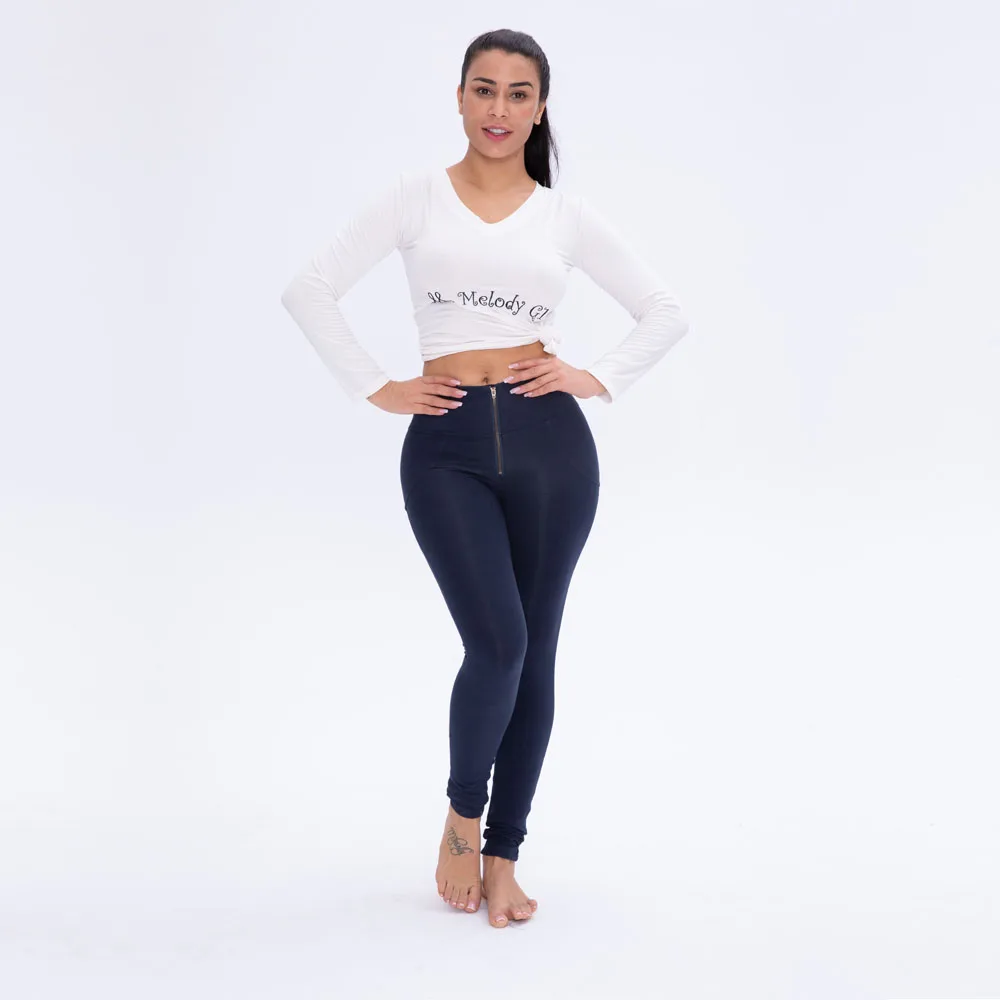 Женские трикотажные штаны для йоги Melody с высокой талией Синие леггинсы