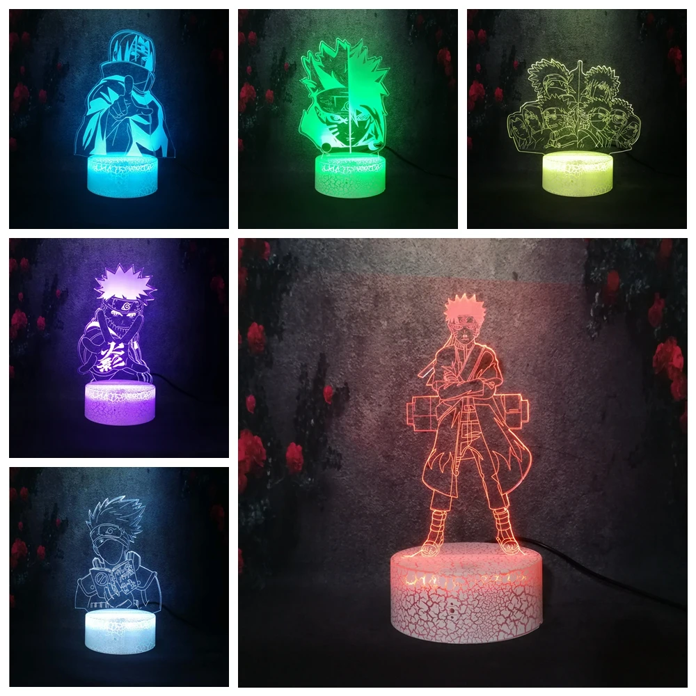 Супер поп комиксы Наруто Какаши Саске настольная лампа аниме 3D спальня