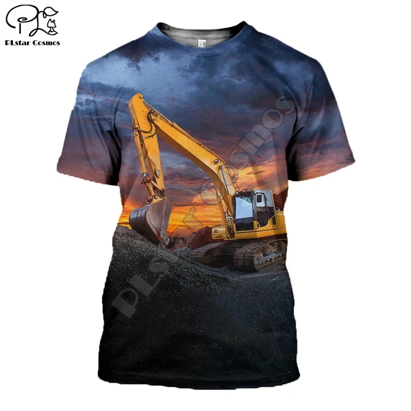 

PLstar Cosmos 3DPrint Excavating Machine Excavator Harajuku Streetwear Man and Woman Casual Unisex Funny Tshirts Short sleeve-a1
