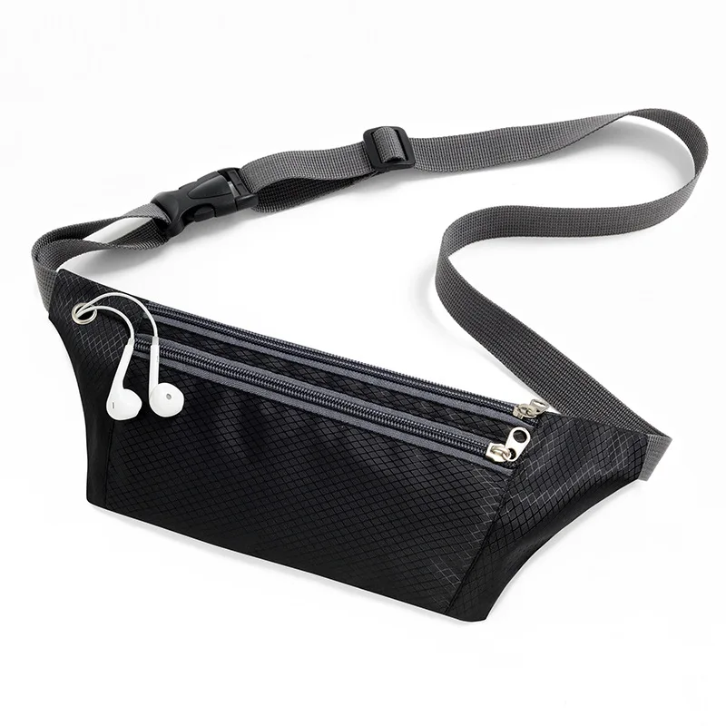 

New summer slim waist bag men's and women's earphone hole running waist bag large capacity sports leisure mobile phone zero