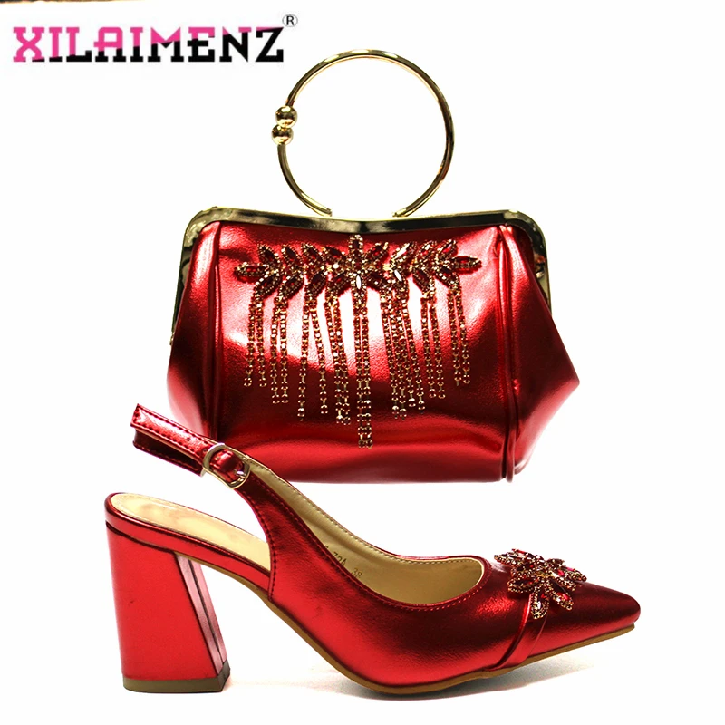 Зрелый стиль красный цвет итальянская искусственная кожа с кристаллами