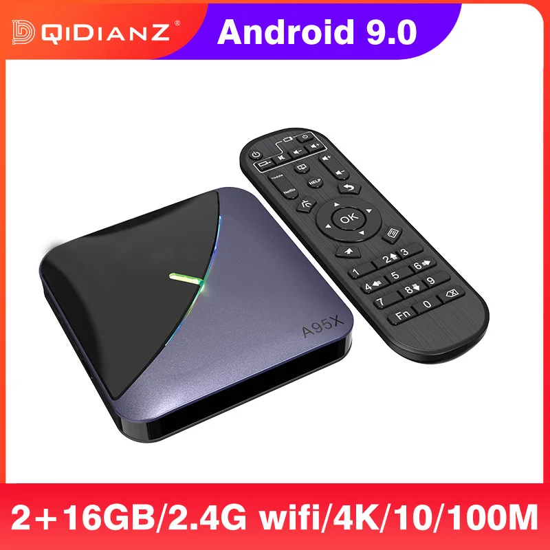 Приставка Смарт ТВ A95X F3 с RGB светильник кой Android 9 8K Amlogic S905X3 4 + 64 ГБ Wi Fi 4K