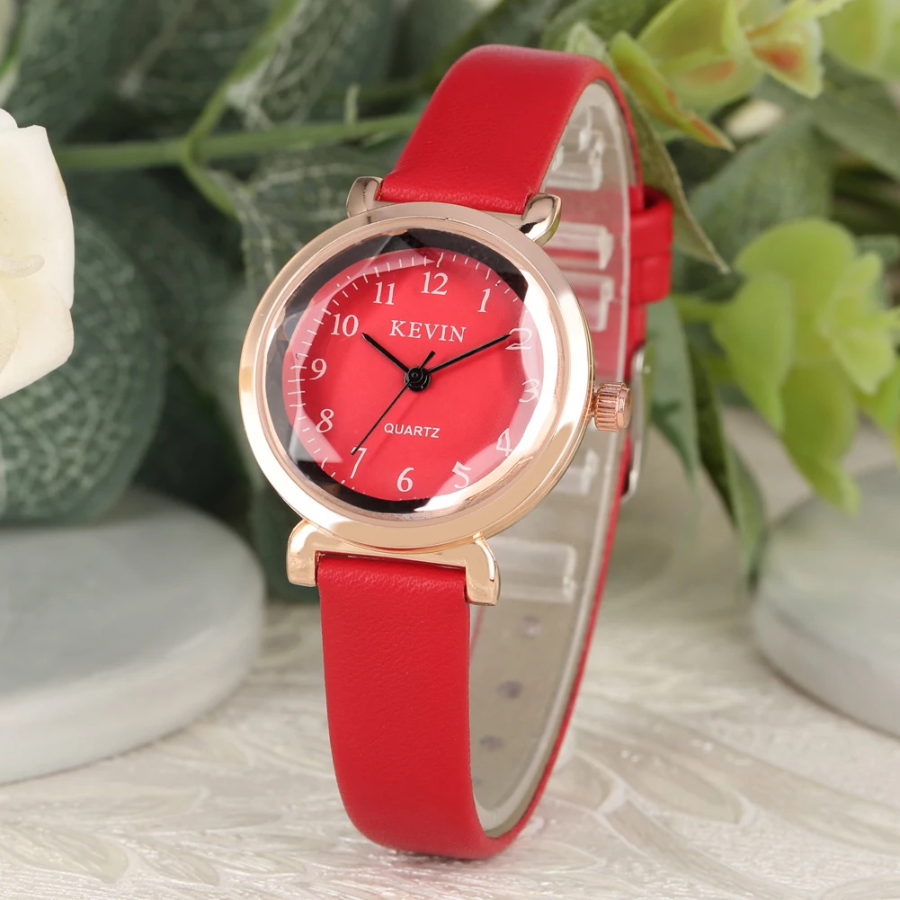 Шикарные кварцевые часы для женщин Модный чехол из розового золота лаконичный