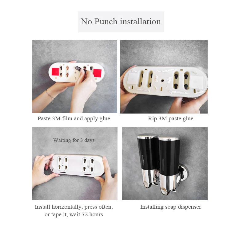 Luxury 1500ml SoapDispenser Wall Mount 3 Heads ABS Electroplated Shampoo Dispenser Punch Selection for Bathroom Accessories