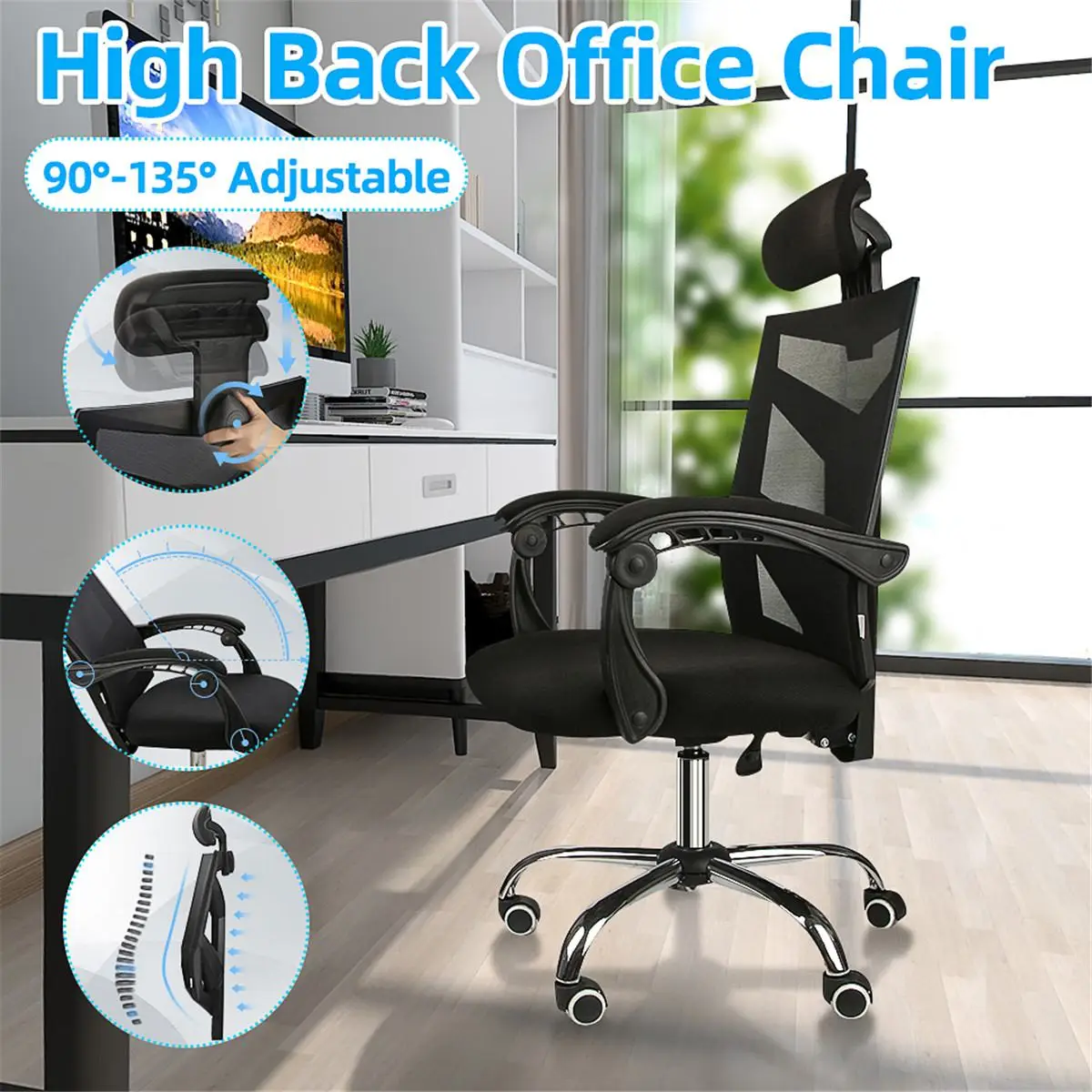 

Эргономичное офисное компьютерное кресло, игровое домашнее Сетчатое кресло S-образной формы, регулируемое с высокой спинкой, мягкая подушк...