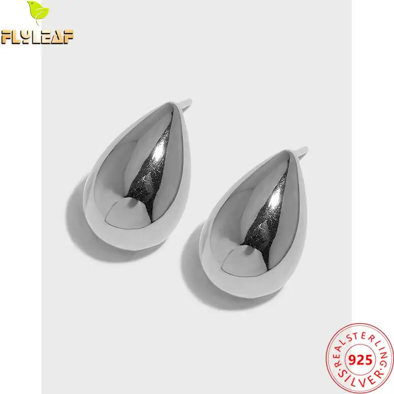 

18k Gold Plating Glossy Water Drop Stud Earrings For Women 925 Sterling Silver Platinum Earings Femme Fine Jewelry