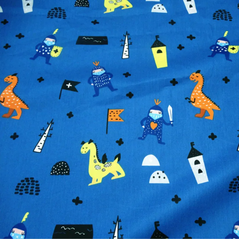 Хлопчатобумажная саржевая ткань Dinasour с принтом Лоскутная ручной работы сделай