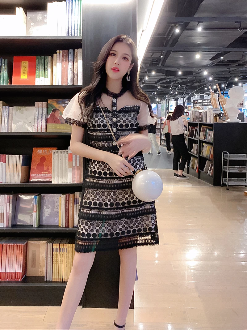 

VICONE Will the new bud silk joining together gauze dress with short sleeves in summer