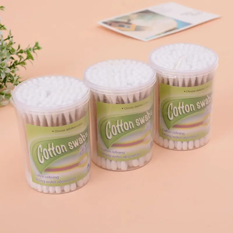 100 шт./кор. с двойным наконечником ватные палочки деревянной ручкой клавиатура