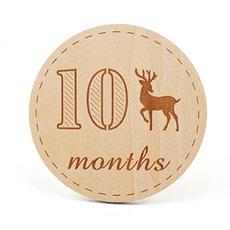 

Baby Milestone Card Wooden Commemorate Infant Birth Monthly Recording Discs Newborn Shower Gifts Photography Props