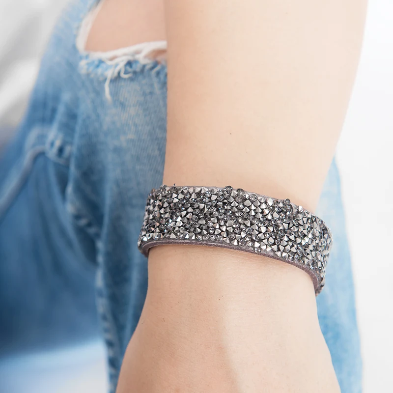 Широкий из искусственной кожи браслет Fever &amp Free роскошные модные стразы с