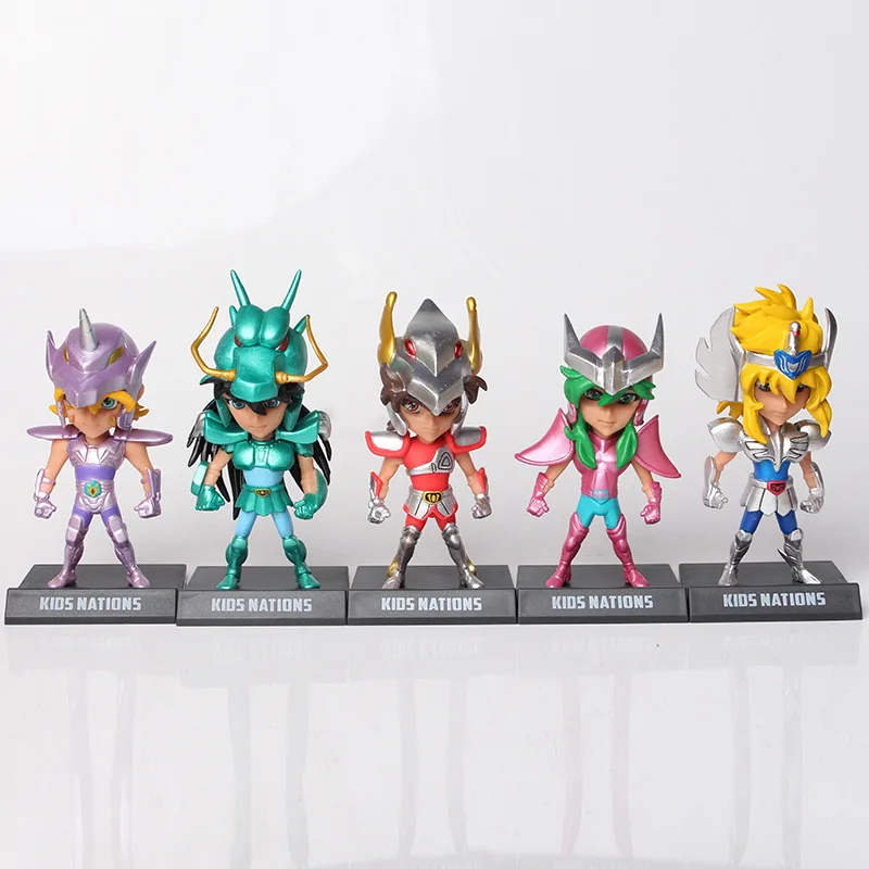 

5pcs/lot 11CM Gold Saint Seiya knights of the zodiac Shiryu Shun Jabu Hyoga Seiya PVC Action Figure Collectible Model Toy