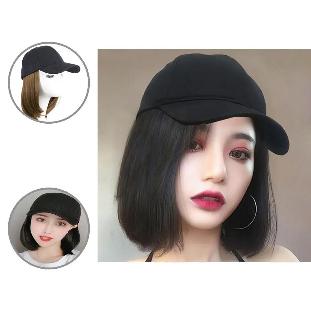 

Headwear Stylish Windproof Pure Color Hat with Wigs Autumn Winter Women Baseball Cap Fastener Tape for Travel