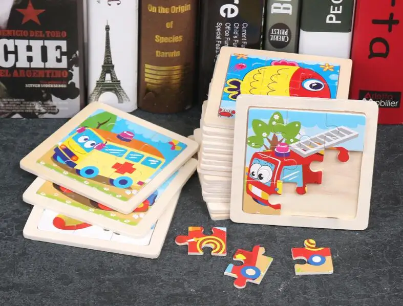 4 шт Мини Размеры детские игрушки деревянные головоломки 3D для детей малышей с
