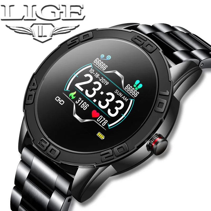 LIGE новинка Смарт часы мужские фитнес трекер IP67 водонепроницаемые сфигмоманометр