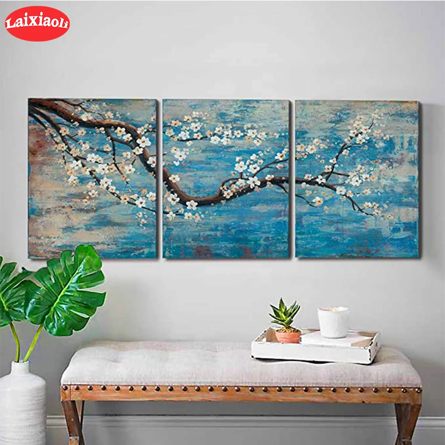 

5D DIY Diamond Embroidery Abstract art, flower branches Picture Diamond Painting Cross Stitch Mosaic New Arrival Wall Art3pcs