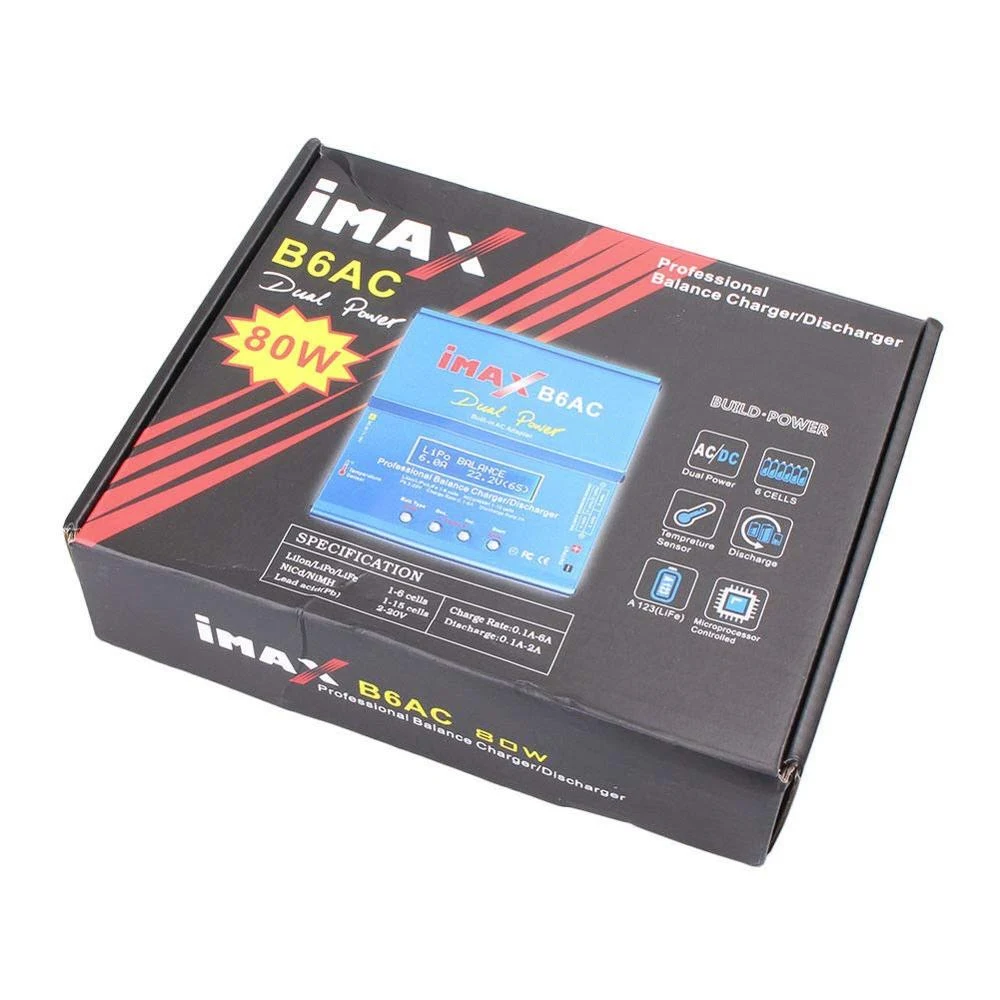 IMAX 80W B6AC RC Balance Battery Charger AC/DC Dual Power Professional Lipo AC V2 50W LiPo Life LiIon NiMH NiCd | Электроника