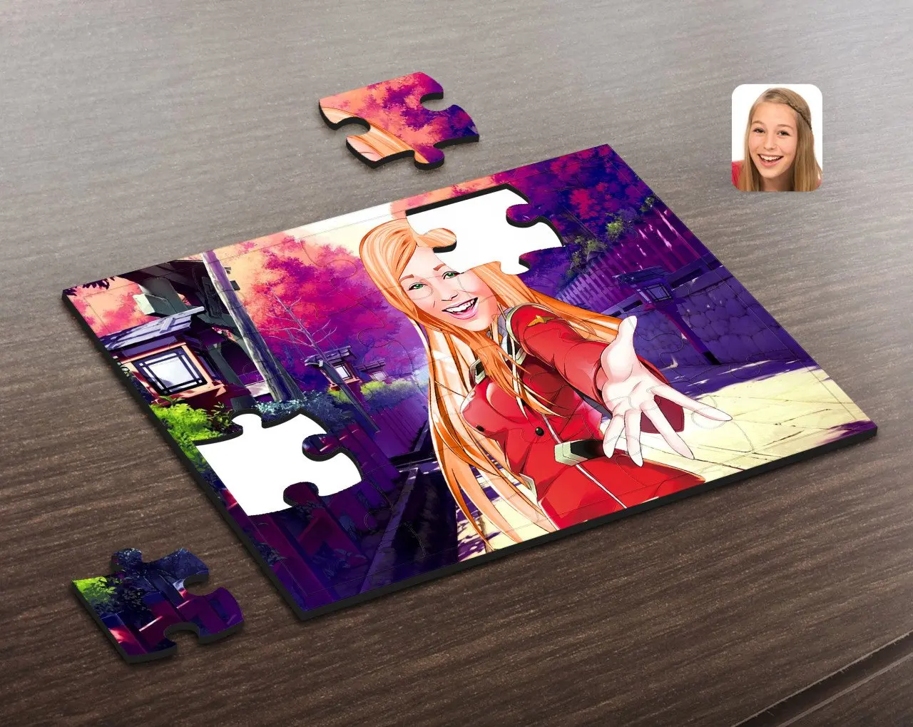 

Персонализированный женский карикатурный деревянный пазл-34