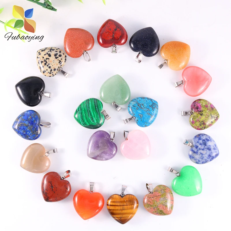 12 шт. подвески в виде сердца из натурального кварца и розового кристалла |