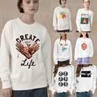 Женская одежда, свитшот с длинным рукавом, пуловер, уличная серия с принтом рук, Повседневная теплая Осенняя белая толстовка с круглым вырезом