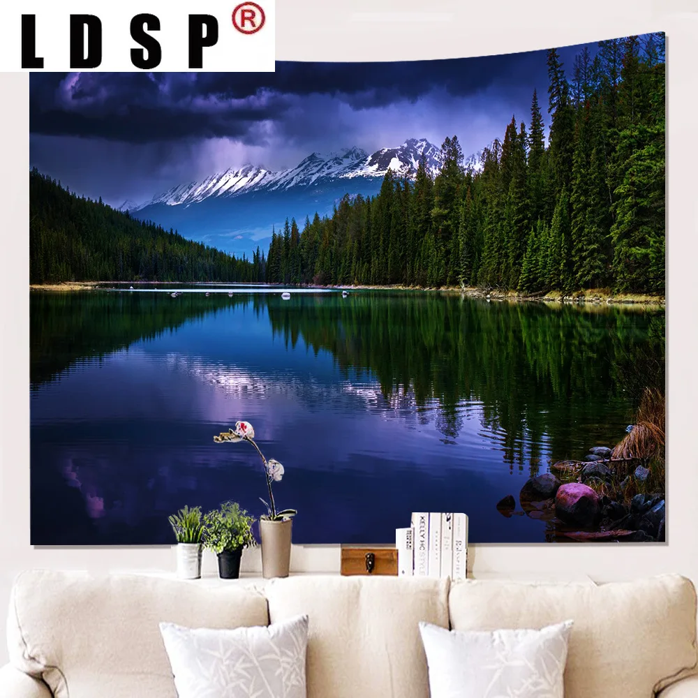 

LDSP Lake Forest Natural Landscape Hanging Rugs Background Cloth Beach Mat Blanket Art Bedroom Living Home Decor Tapestry