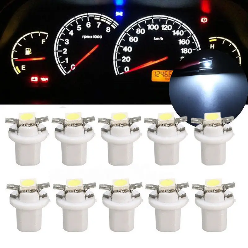 10 шт 12V T5 B8.5D 5050 SMD светодиодный светильник автомобиль Панель манометр Speedo Dash лампы